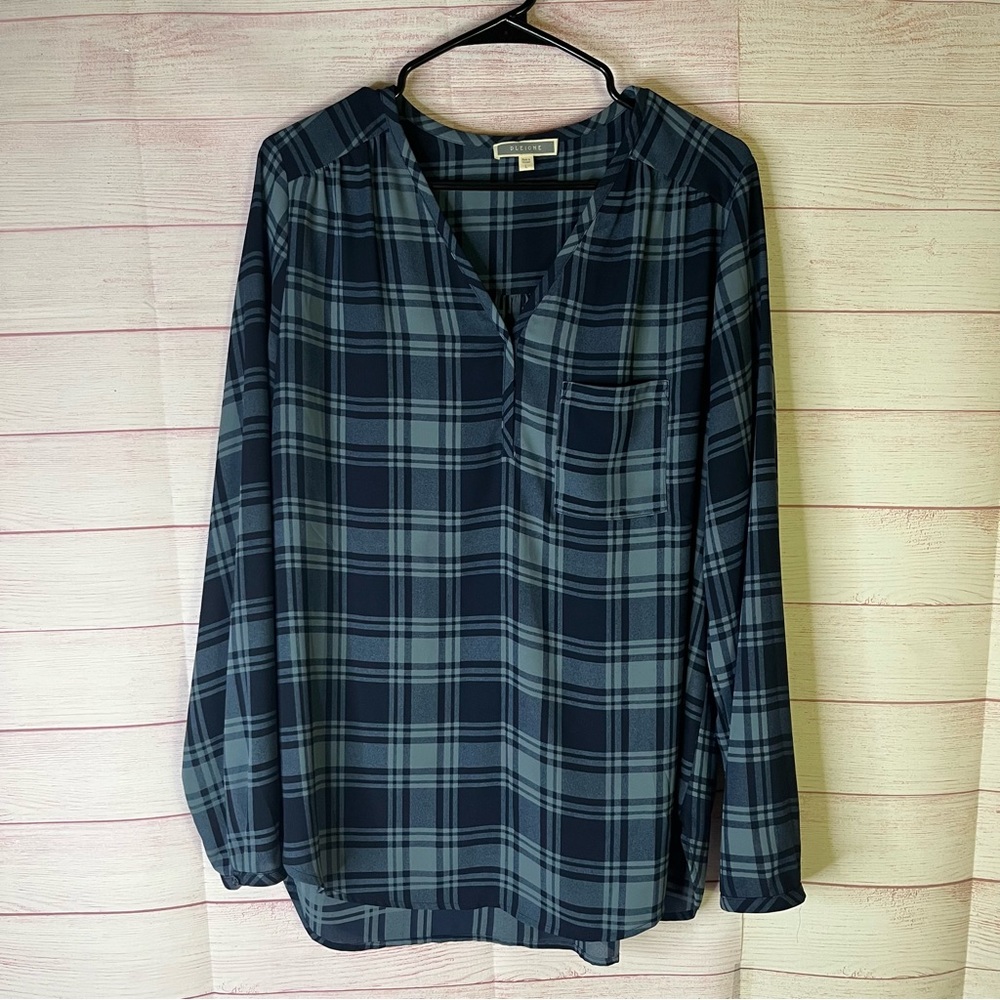 Pleione Blue Long Sleeves Blouse Size Large